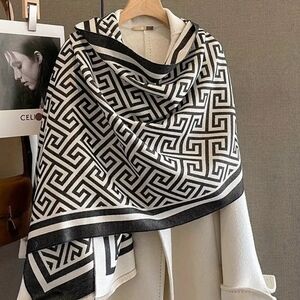 Black and White Geometric Pattern Shawl
